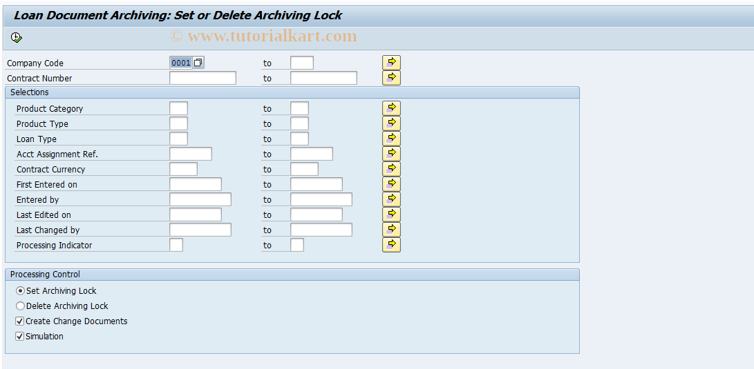 FNARCEXCL SAP Tcode Set /Delete Archiving Lock Transaction Code