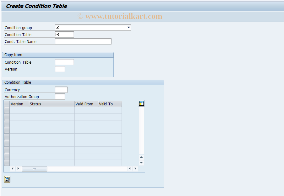 FNCOT_CREA SAP Tcode Create Condition Table Transaction Code