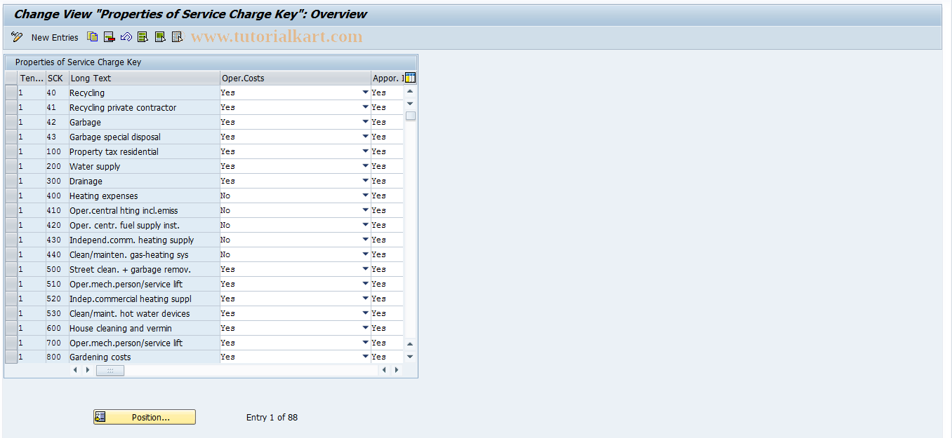 FOJSCS7 SAP Tcode Properties of Service Charge Key Transaction Code