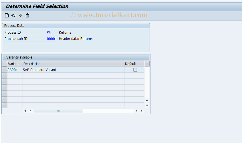 FP09FS SAP Tcode Field Selection Returns Lot Header Transaction Code