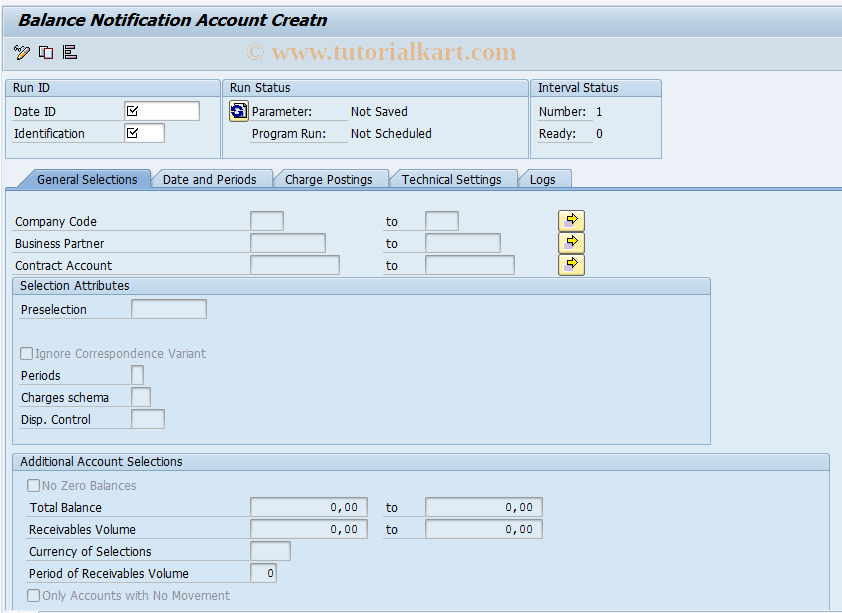 FPCC0026 SAP Tcode Balance Notification Account Creatn Transaction Code