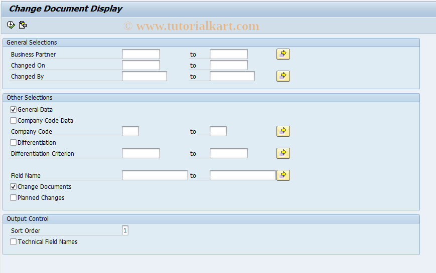 FSCD SAP Tcode Change Document List Transaction Code
