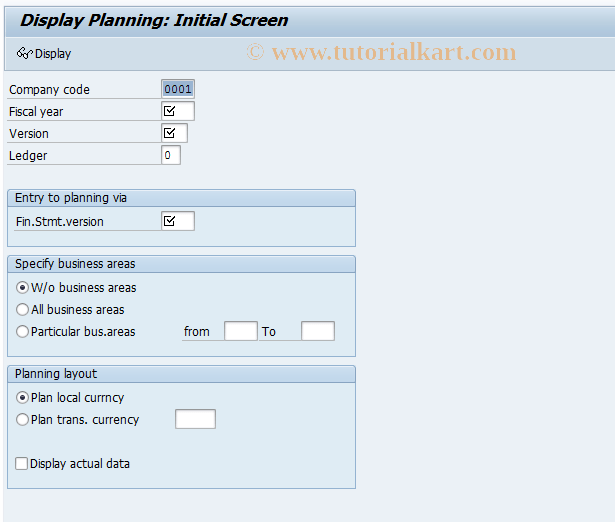 FSE6N SAP Tcode Display Planning Transaction Code