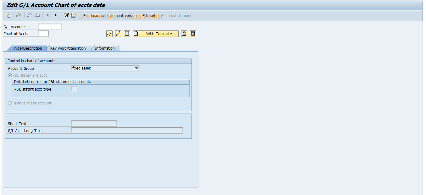 FSP0 SAP Tcode G/L acct master record in chrt/accts Transaction Code