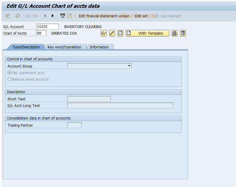 FSP1 SAP Tcode Create Master Record in Chart/Accounts Transaction Code