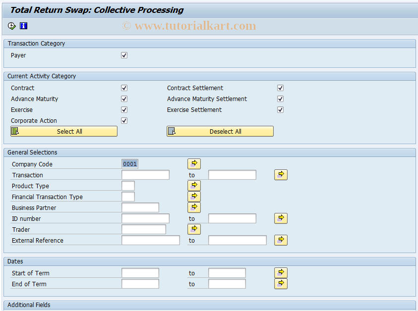 FTRTRES00 SAP Tcode Collective Processing of TRES Transaction Code