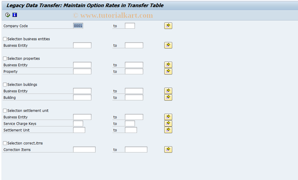 FVOE SAP Tcode Edit Transfer Table. Opt.Rates Transaction Code