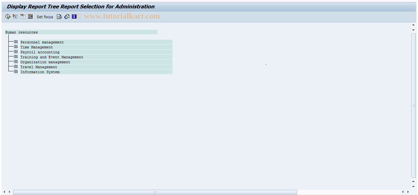 HR00 SAP Tcode HR Report Selection Transaction Code