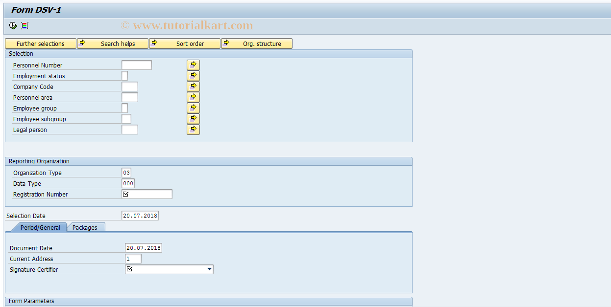 HRPADRU_DSV1 SAP Tcode Form DSV1 Transaction Code