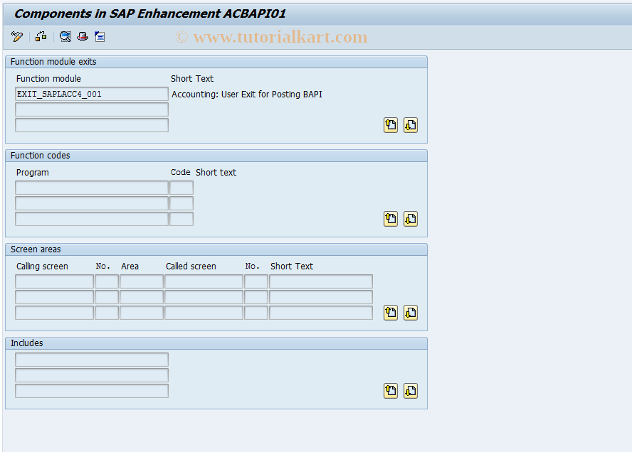 ICL_BAPI_SMOD_EDIT SAP Tcode Create/Change CI Incl. for Account