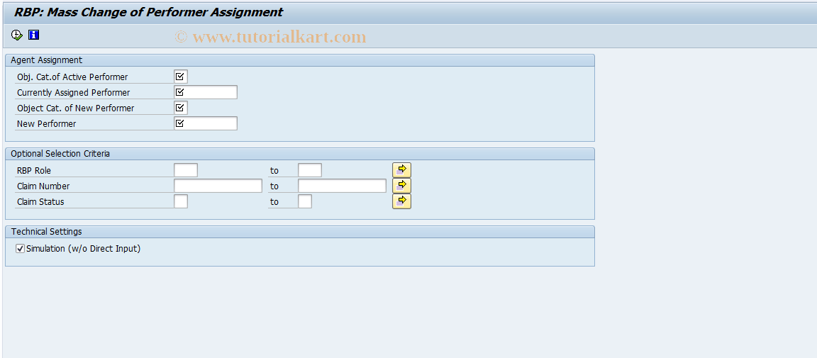 ICL_RBP_MASS_CHANGE SAP Tcode Mass Change Performer Assignment