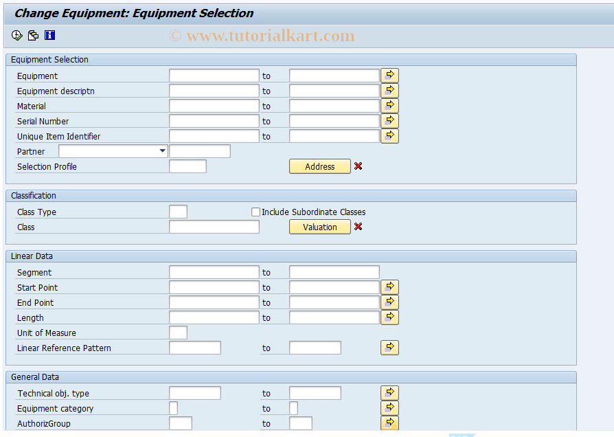 IE05 SAP Tcode Change Equipment Transaction Code
