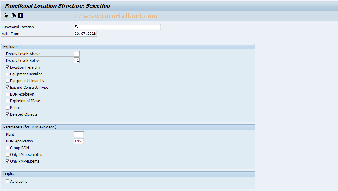 IH01 SAP Tcode Functional Location Structure Transaction Code