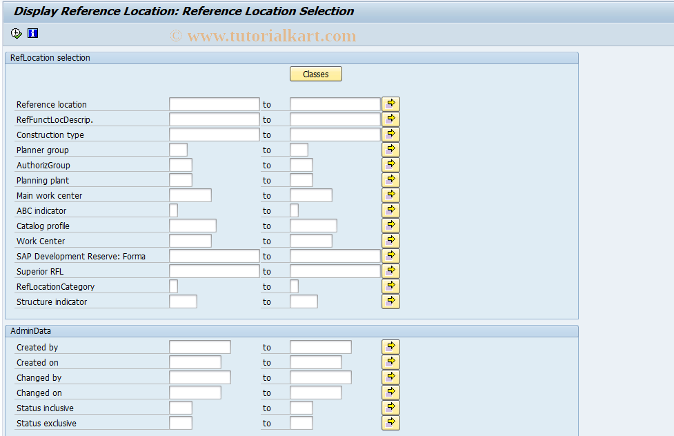 IH07 SAP Tcode Display Reference Location Transaction Code