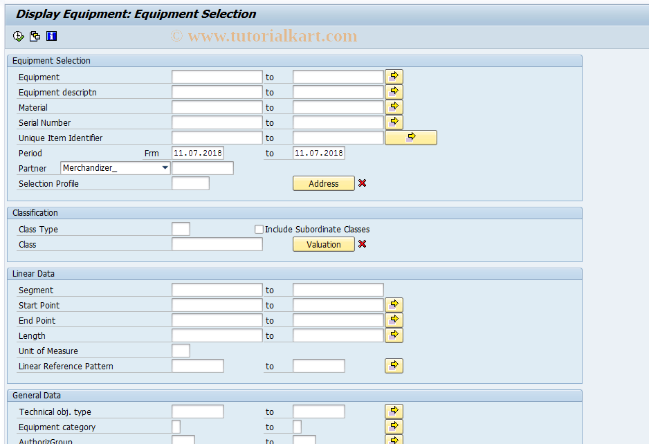 IH08 SAP Tcode Display Equipment Transaction Code