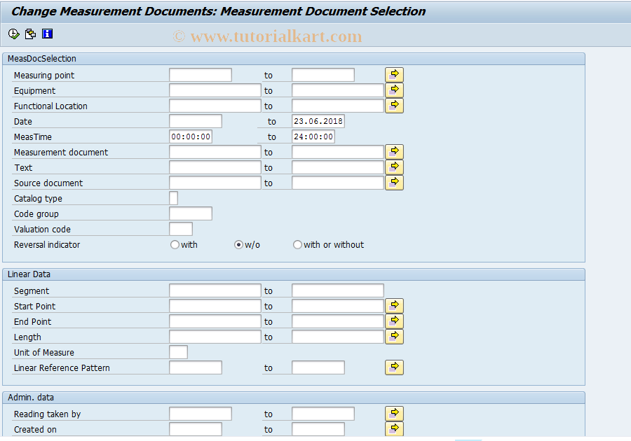 IK18 SAP Tcode Change Measurement Documents Transaction Code