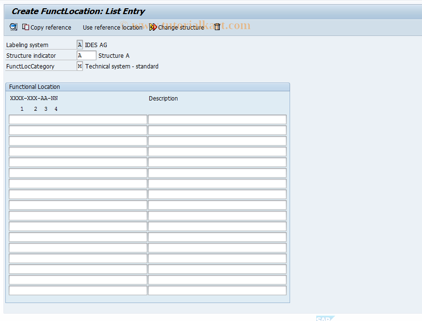 IL04 SAP Tcode Create FunctLocation List Entry Transaction Code