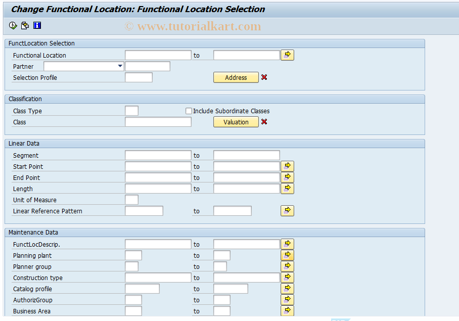 IL20 SAP Tcode Change Functional Location Transaction Code