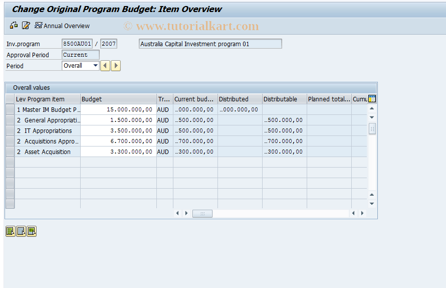 IM32 SAP Tcode Change Budget of Invoice Prog. Position Transaction Code