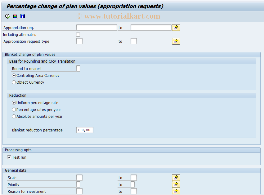 IMAMP SAP Tcode Blanket Change to Plan Values Transaction Code