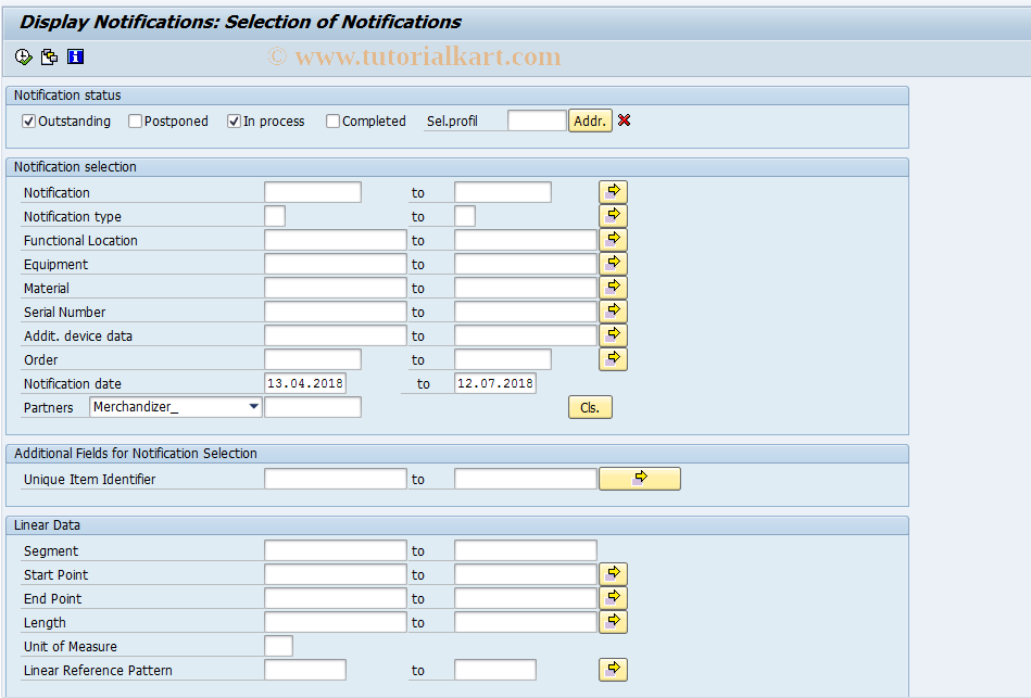 IW23 SAP Tcode Display PM Notification Transaction Code