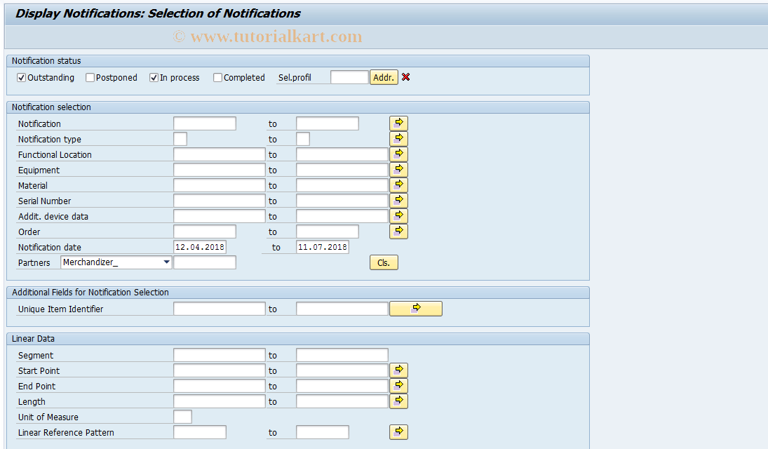 IW29 SAP Tcode Display Notifications Transaction Code