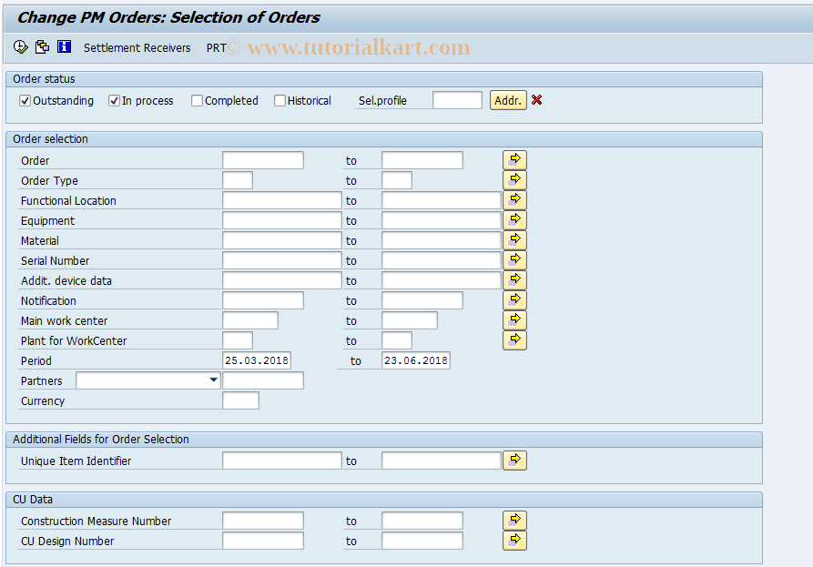 IW38 SAP Tcode Change PM Orders Transaction Code