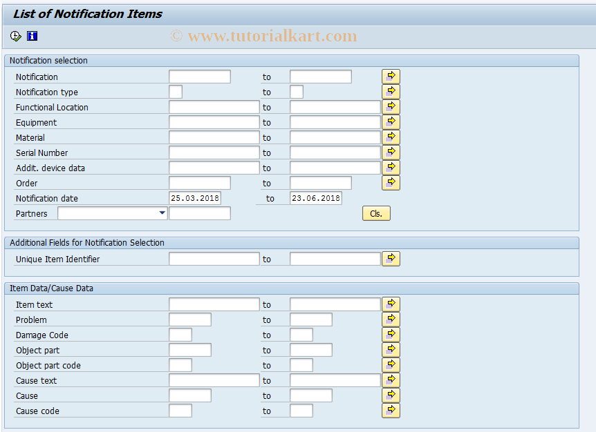 IW68 SAP Tcode Change Notification Items Transaction Code