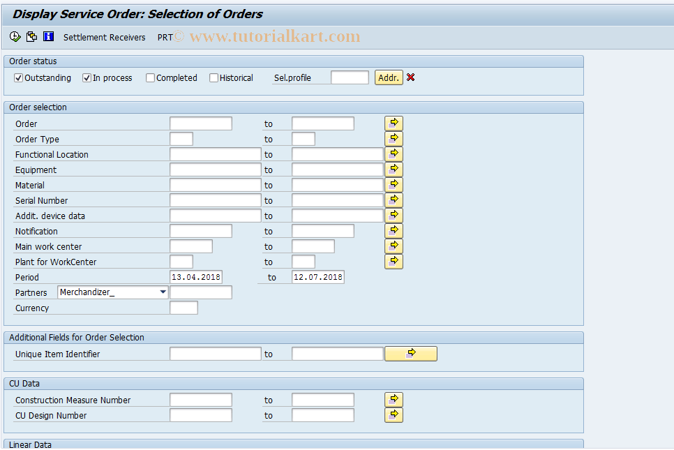 IW73 SAP Tcode Display Service Order Transaction Code