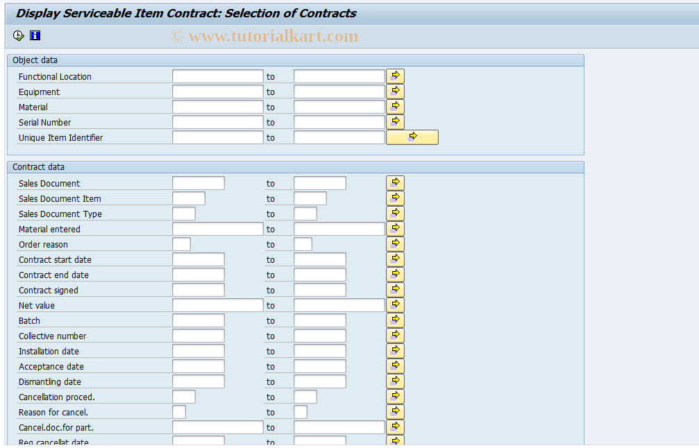 IW75 SAP Tcode Display Serviceable Item Contract Transaction Code