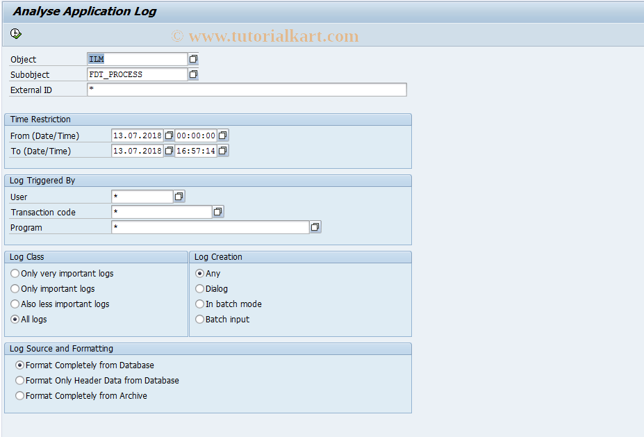IWP_LOG_DISPLAY_EXT SAP Tcode Display Logs extended Transaction Code