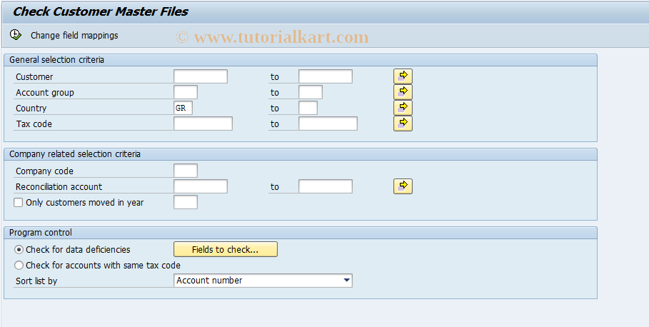 J2GCMD SAP Tcode Check customer master files Transaction Code