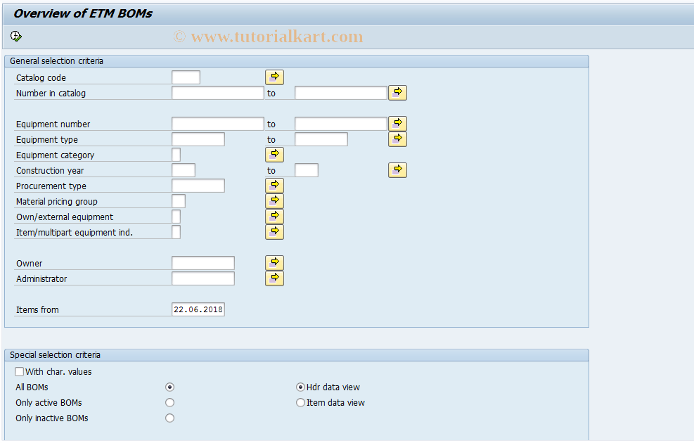 J3GSL02 SAP Tcode Change Catalog BOM Transaction Code