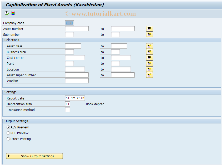 J5KFHLFOS1 SAP Tcode Acceptance of Fixed Assets Transaction Code