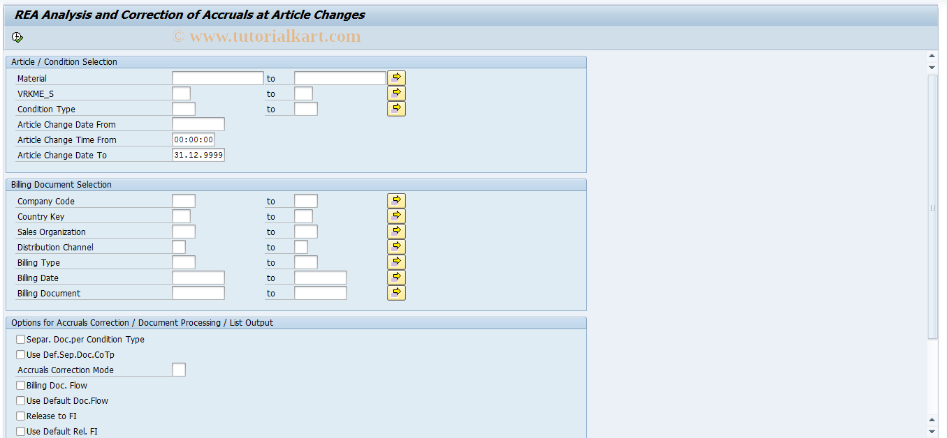 J7LRKR0 SAP Tcode REA Accruals Analysis/Correction Transaction Code