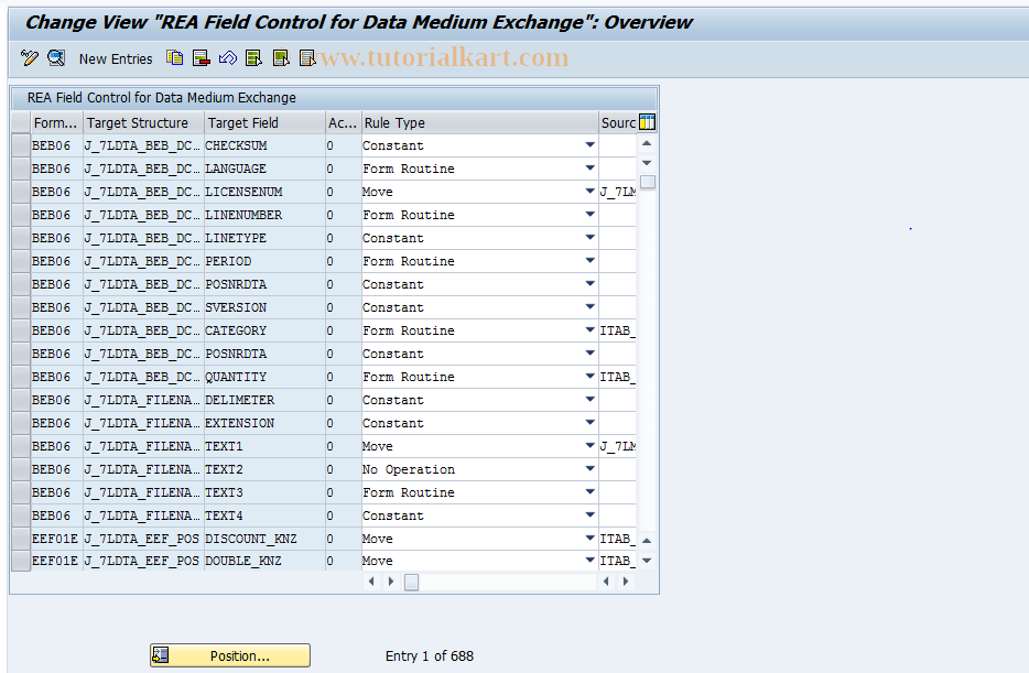 J7LRREN11000159 SAP Tcode IMG Activity Field Control DME Transaction