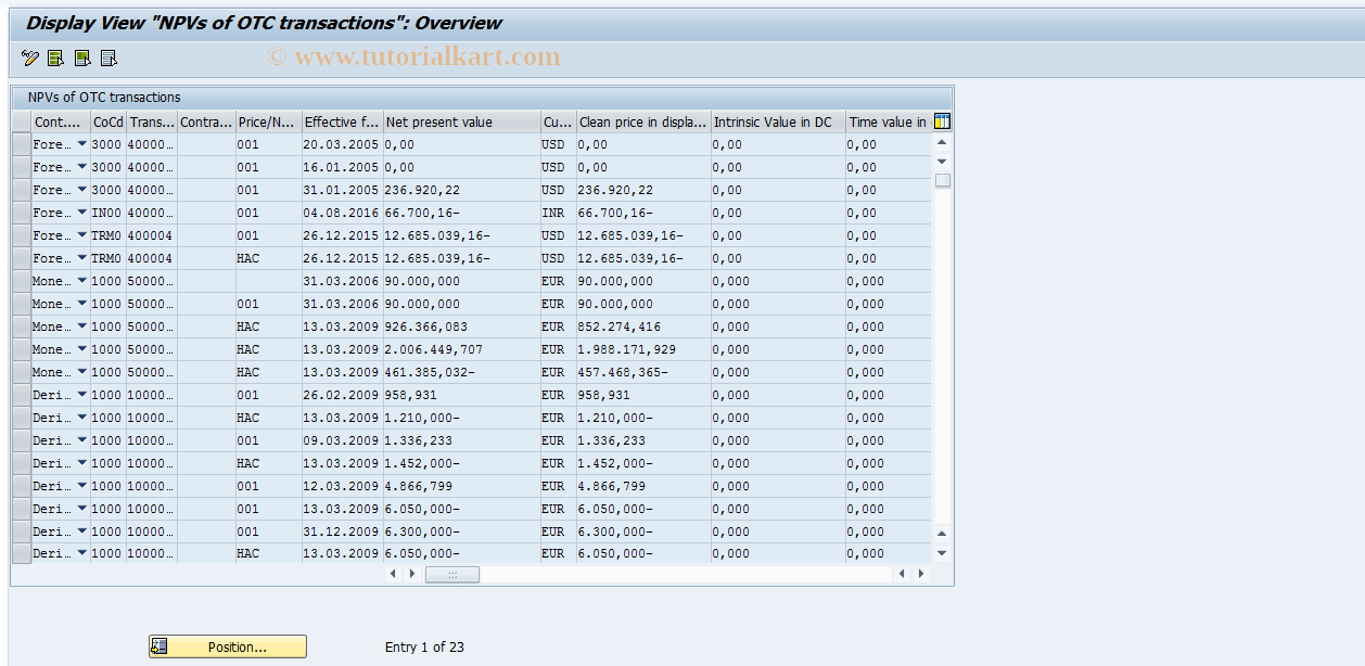 JBNPV SAP Tcode Maintain NPV Transaction Code