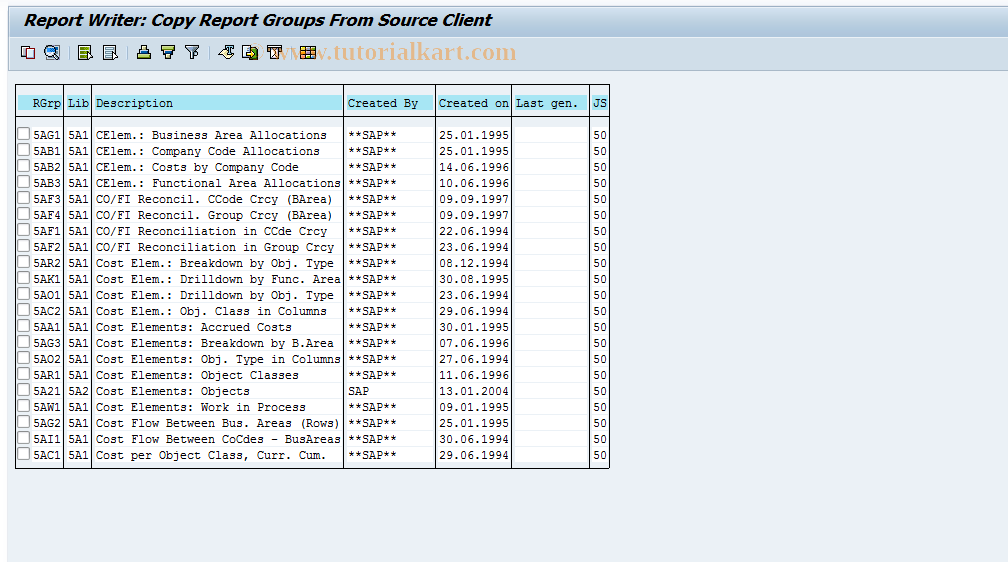 KALI SAP Tcode Import Reconcil. Ledger Reports Transaction Code