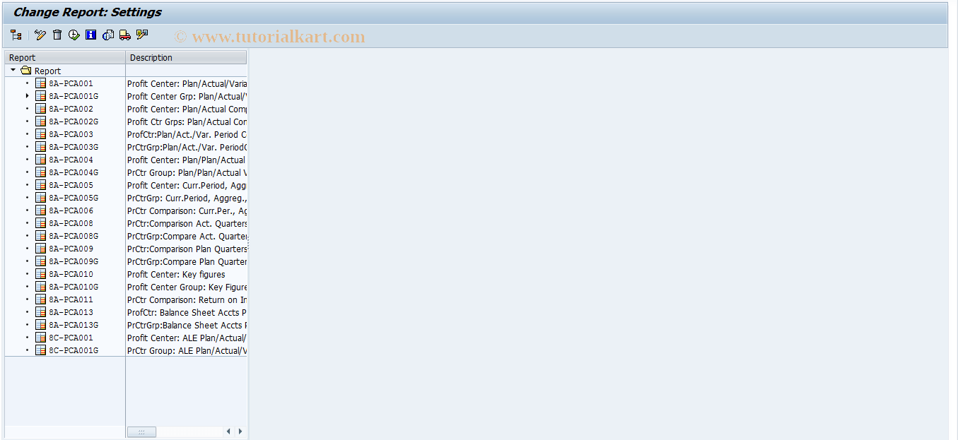 KE82 SAP Tcode ECPCA Change DrillDown Report Transaction Code