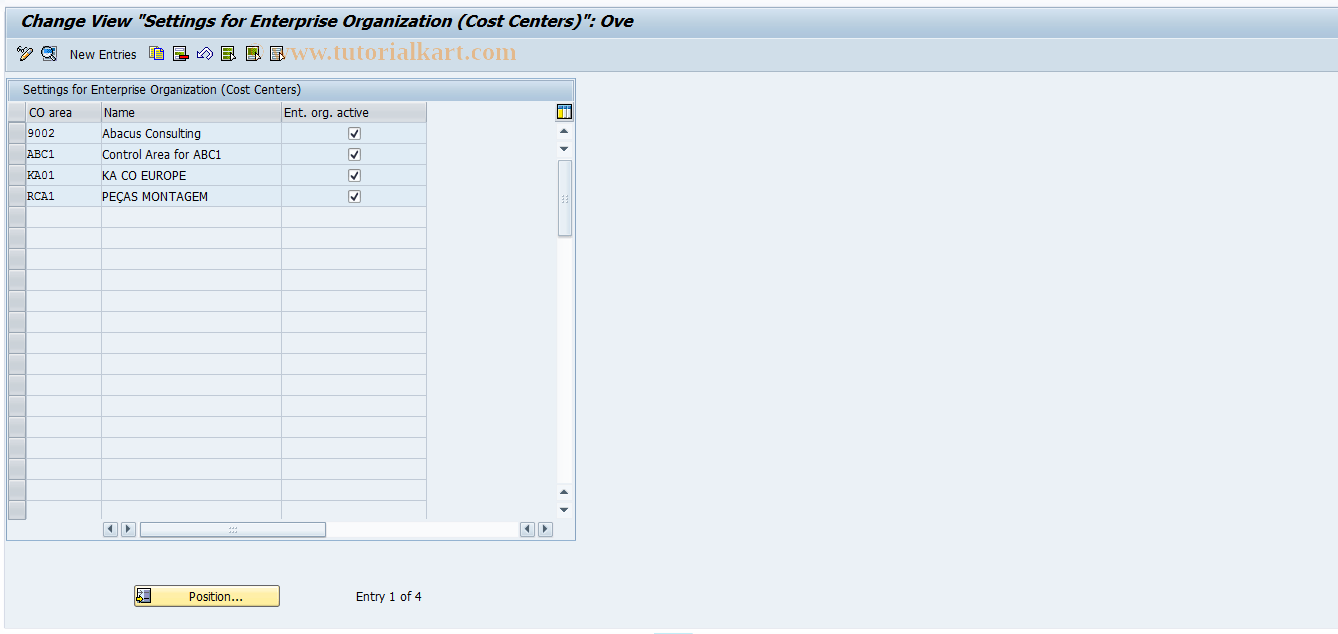 KEOC1 SAP Tcode Settings for Cost Centers Transaction Code