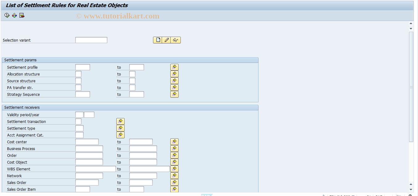 KOSRLIST_RE SAP Tcode Real Estate Collective Display Sett.Rules