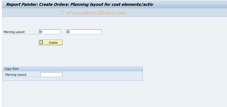 SAP TCode KPG5 Create Cost Planning Layout
