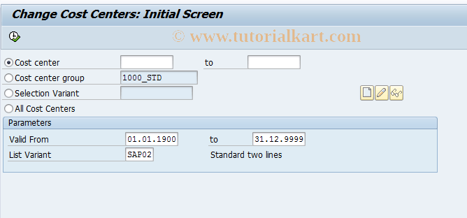 KS12 SAP Tcode Change Cost Centers Transaction Code
