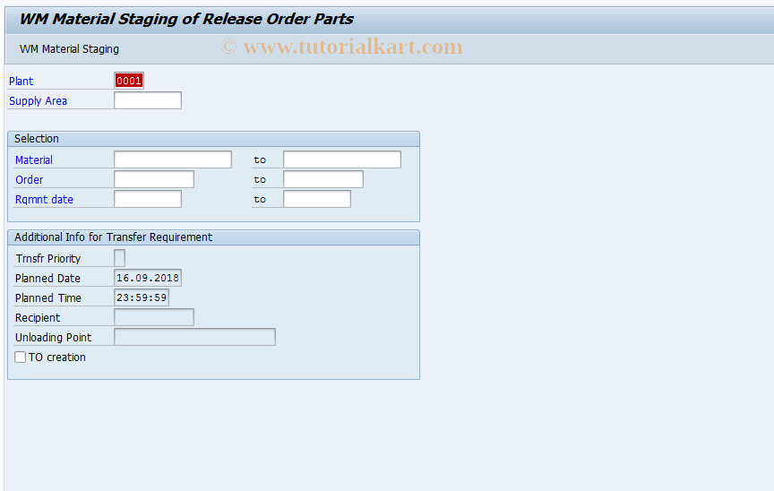 LP12 SAP Tcode Staging release order parts (WMPP)