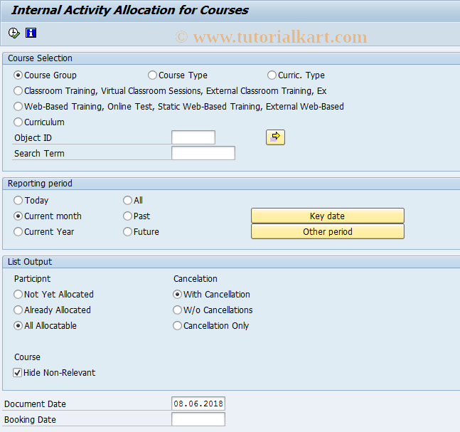 LSO_PV18 SAP Tcode Activity Allocation Transaction Code