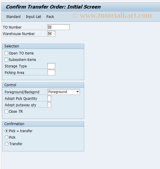 LT12 SAP Tcode Confirm transfer order Transaction Code