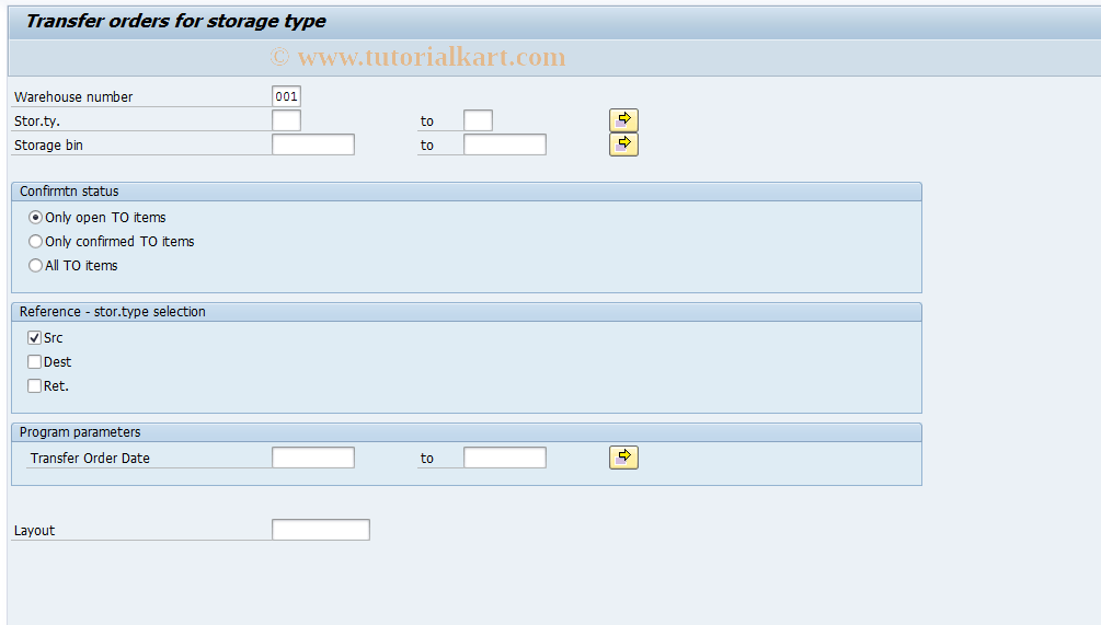 LT22 SAP Tcode Display Transfer Order / Storage Type Transaction Code