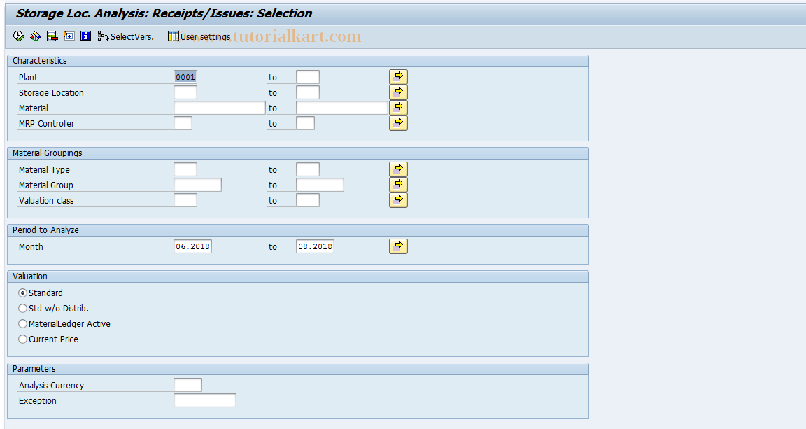 MC.6 SAP Tcode INVCO SLoc Anal. Selection Rec/Iss Transaction Code