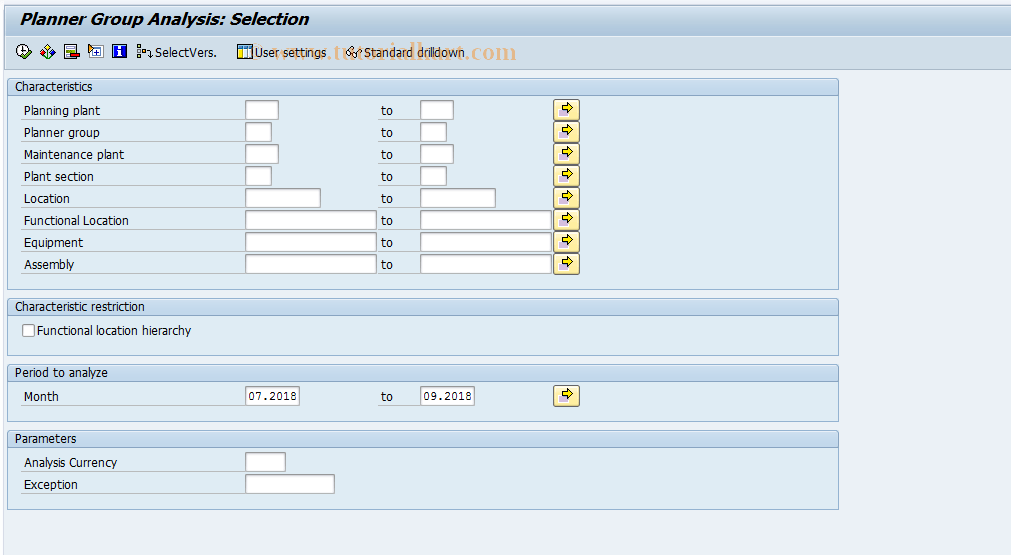 MCI4 SAP Tcode PMIS Planner Group Analysis Transaction Code