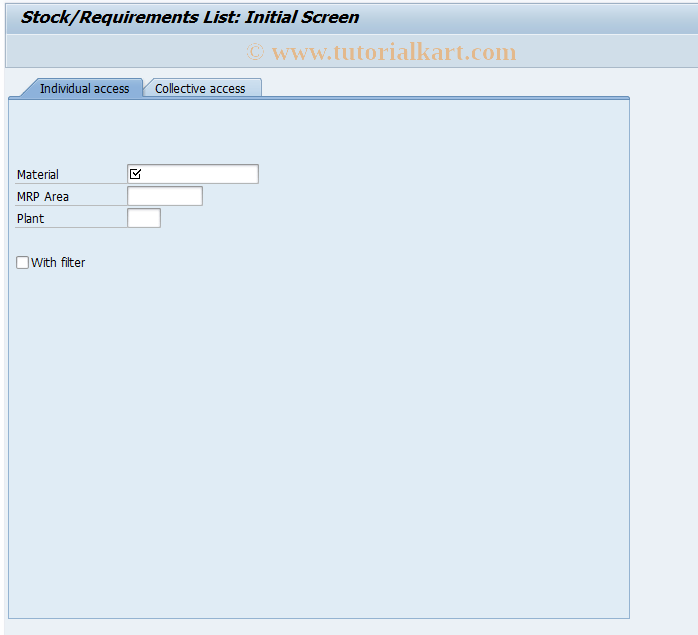 MD04 SAP Tcode Display Stock/Requirements Situation